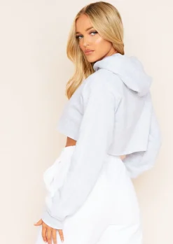 Shop Aaliyah Grey Cropped Hoody Women Loungewear