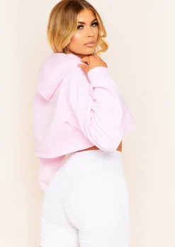 Best Aaliyah Pink Cropped Hoody Women Loungewear