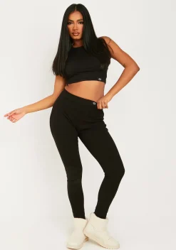 Aaliyah Black Missy Tab Detail Jersey Racer Top^Missy Empire Best Sale