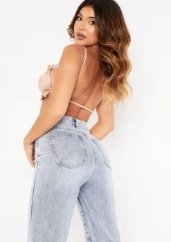 Aaliyah Nude Frill Edge Strappy Crop Top^Missy Empire Fashion