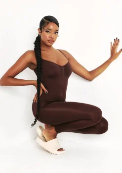 Store Adele Chocolate Seamless Strappy All In One Jumpsuit Women Seamless & Shapewear