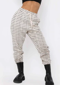 Sale Adele Cream I'M Real Slogan Joggers Women Loungewear
