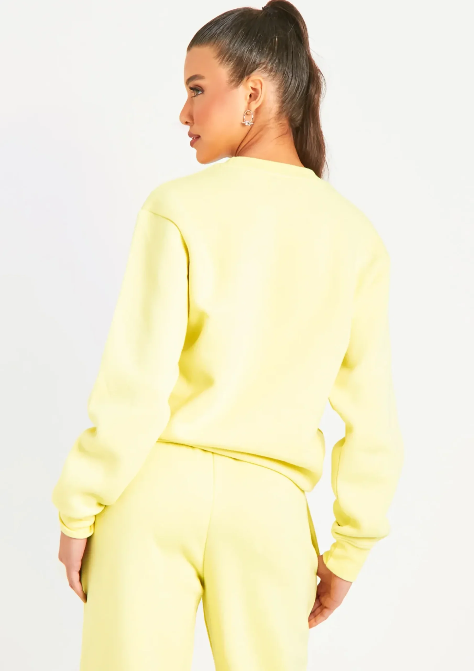 New Agne Lemon Yellow Wellness Slogan Sweatshirt Co-Ord Women Tracksuits