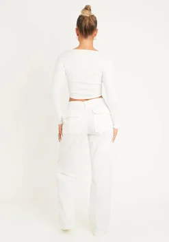 Fashion Alaia White Low Rise Cargo Trousers Women Trousers
