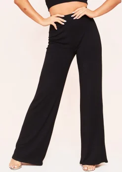 Best Aleena Black Wide Leg Jersey Trousers Women Trousers