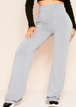 New Aleena Grey Wide Leg Jersey Trousers Women Trousers