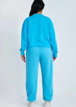 Shop Alesha Blue Text Oversized Sweatshirt Women Tracksuits