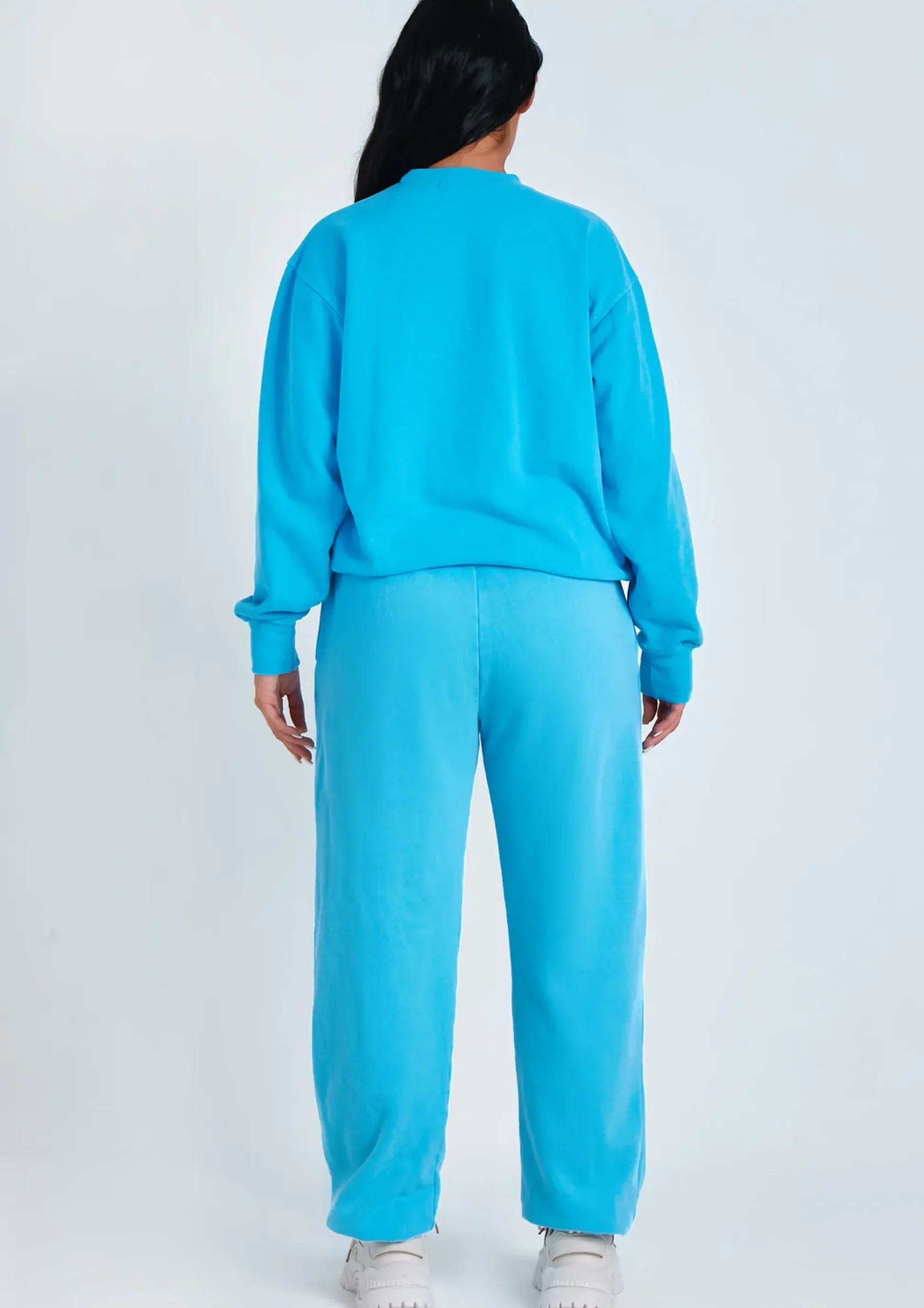 Shop Alesha Blue Text Oversized Sweatshirt Women Tracksuits
