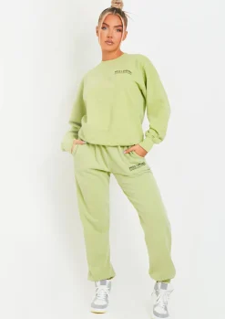 Hot Alesha Lime Text Oversized Sweatshirt Women Loungewear