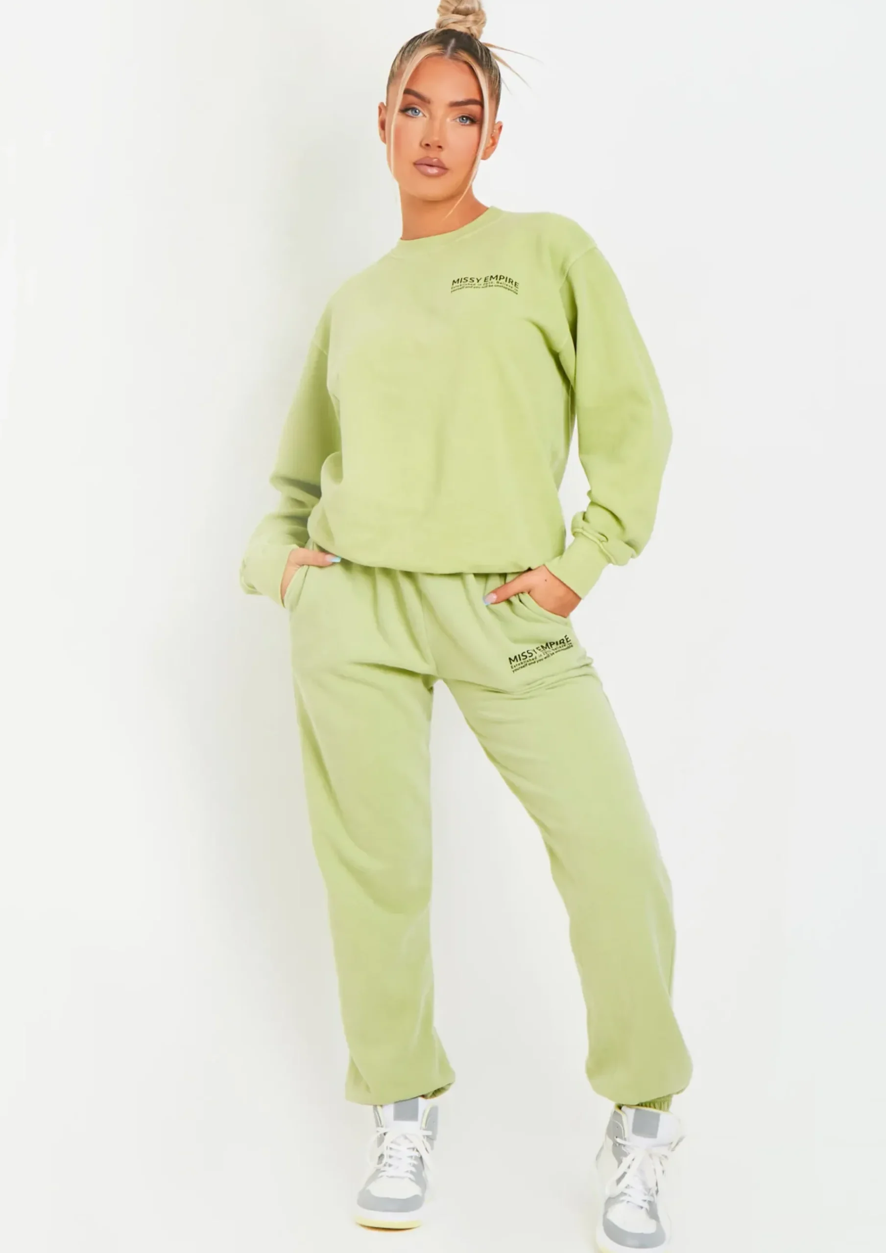Hot Alesha Lime Text Oversized Sweatshirt Women Loungewear