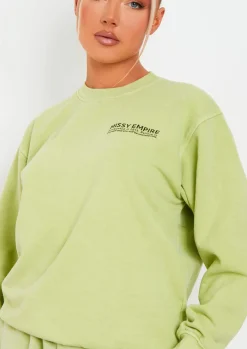 Hot Alesha Lime Text Oversized Sweatshirt Women Loungewear