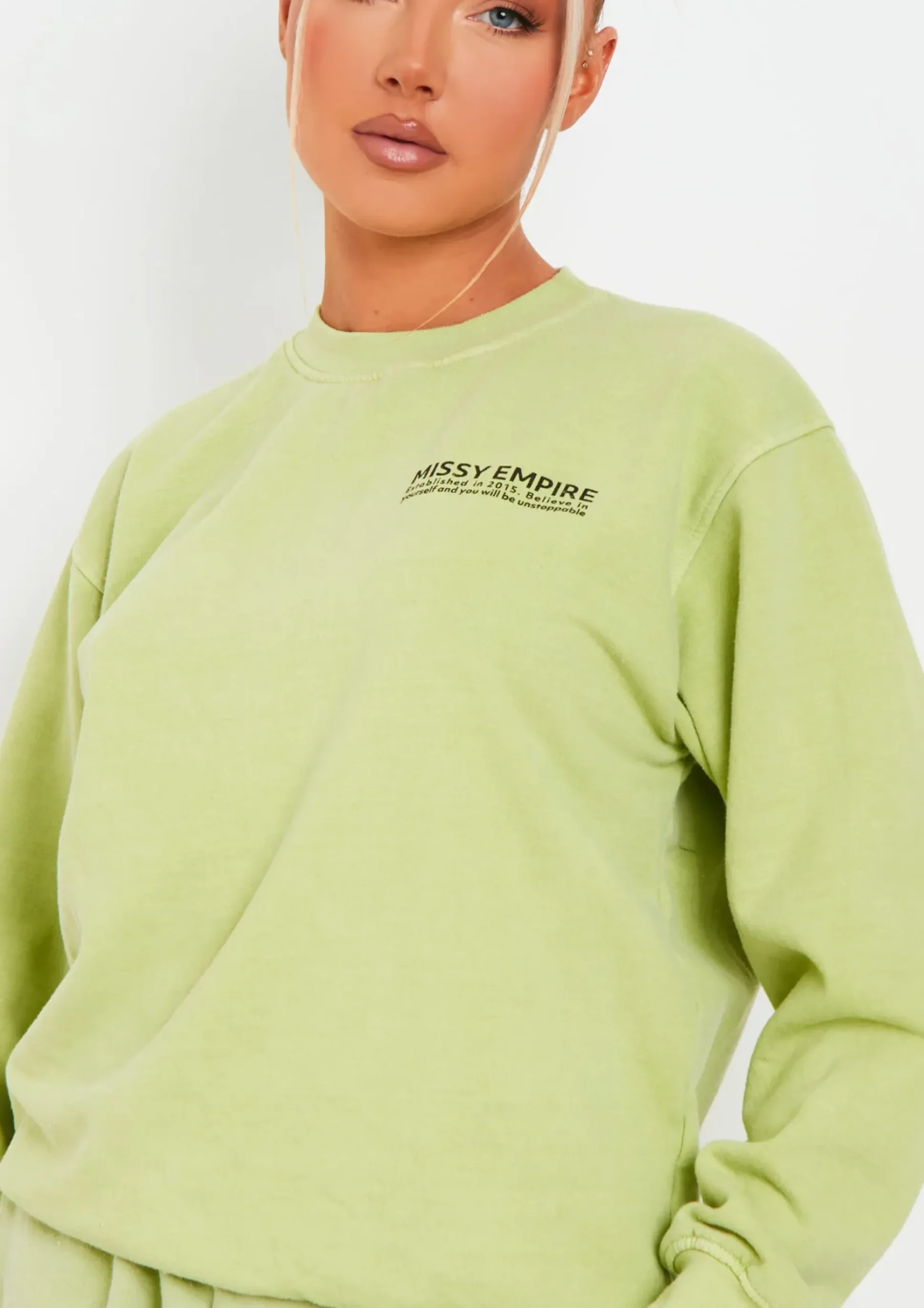 Hot Alesha Lime Text Oversized Sweatshirt Women Loungewear