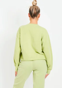 Hot Alesha Lime Text Oversized Sweatshirt Women Loungewear