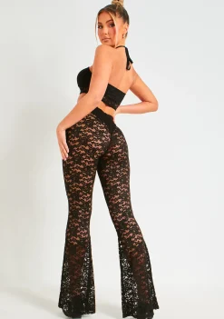 Shop Alice Black Lace Fit And Flare Trousers Women Trousers