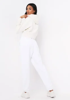 Store Alina Cream Pocket Front Cropped Hoodie Women Loungewear