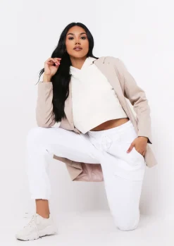 Store Alina Cream Pocket Front Cropped Hoodie Women Loungewear