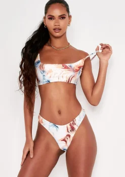 Aliyah Multi Swirl Print Strappy Bikini Top^Missy Empire New