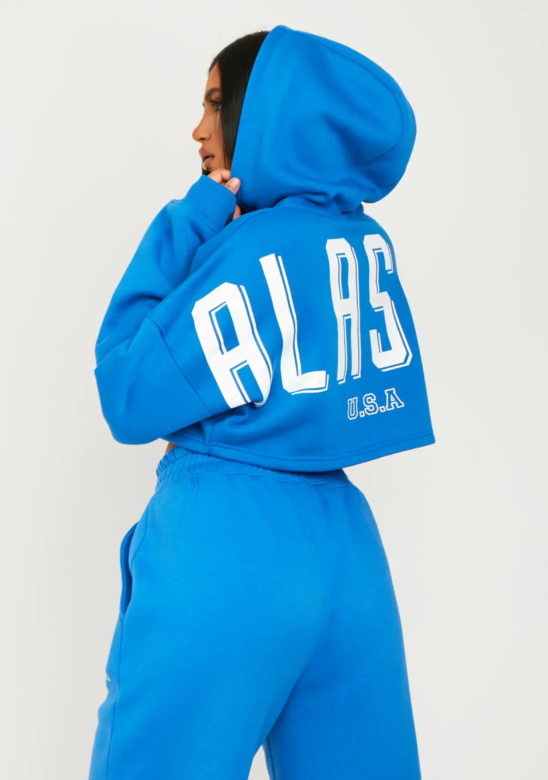 Store Allie Blue Alaska Printed Cropped Hoodie Women Tracksuits