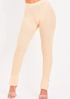 Cheap Alma Beige Fine Knit Leggings Women Leggings