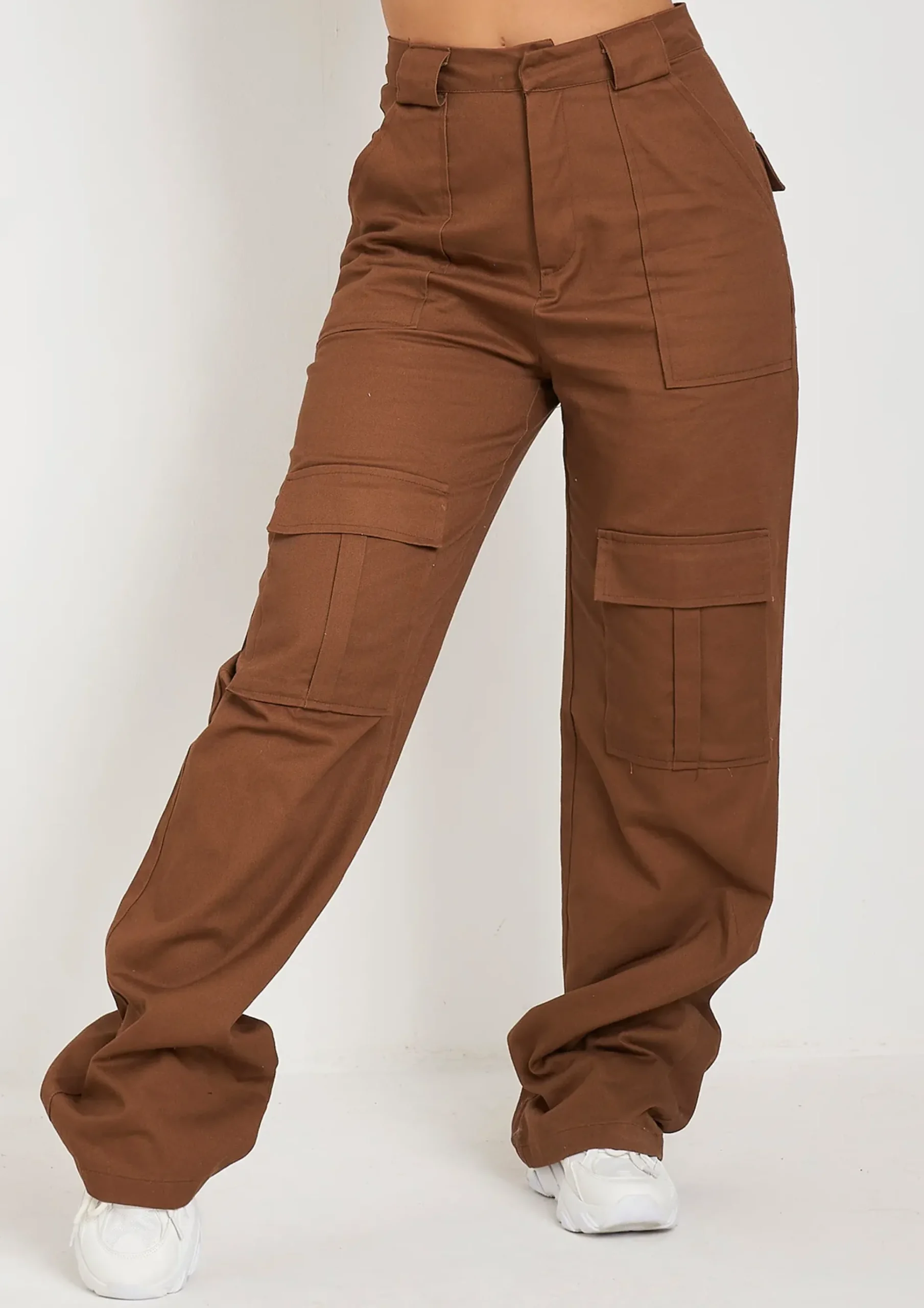 Sale Amaia Chocolate High Rise Cargo Trousers Women Trousers