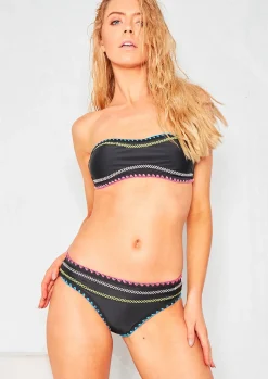 Amandine Black Stitched Bandeau Bikini^Missy Empire Outlet