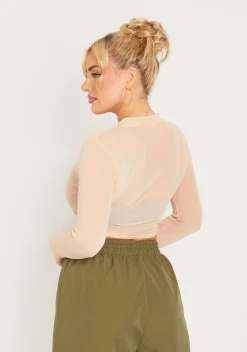 Amaya Stone Mesh Long Sleeve Crop Top^Missy Empire Shop