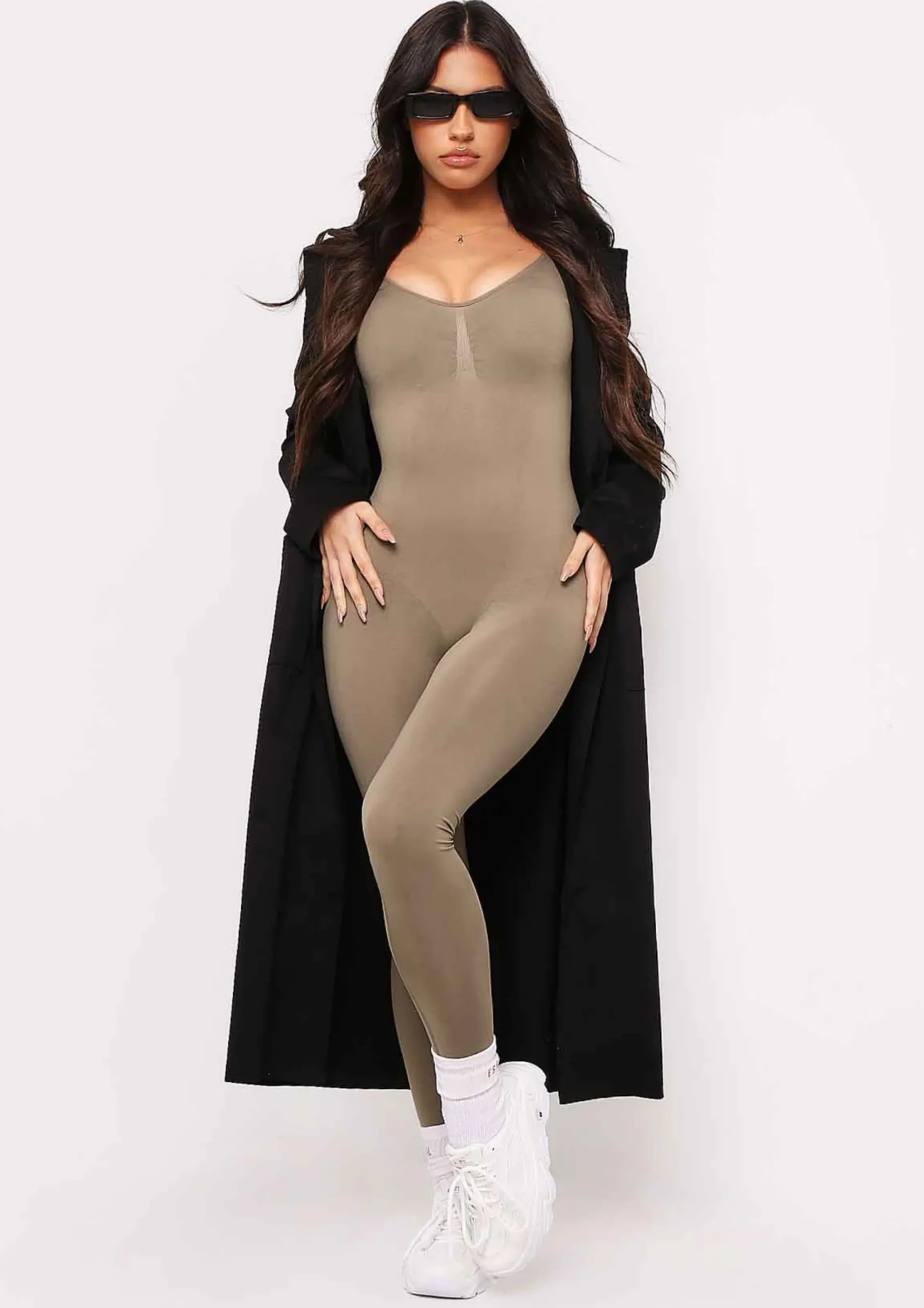 Discount Amelia Olive Seamless Long Sleeve Plunge Jumpsuit Women Seamless & Shapewear