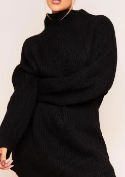 Store Amie Black Chunky Knit Jumper Dress Women Dresses