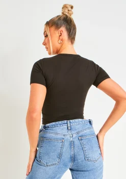 Amira Black Premium Sculpt Tee^Missy Empire Cheap