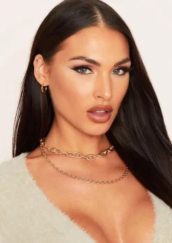 Sale Amy Gold Chunky Double Chain Necklace Women Necklaces