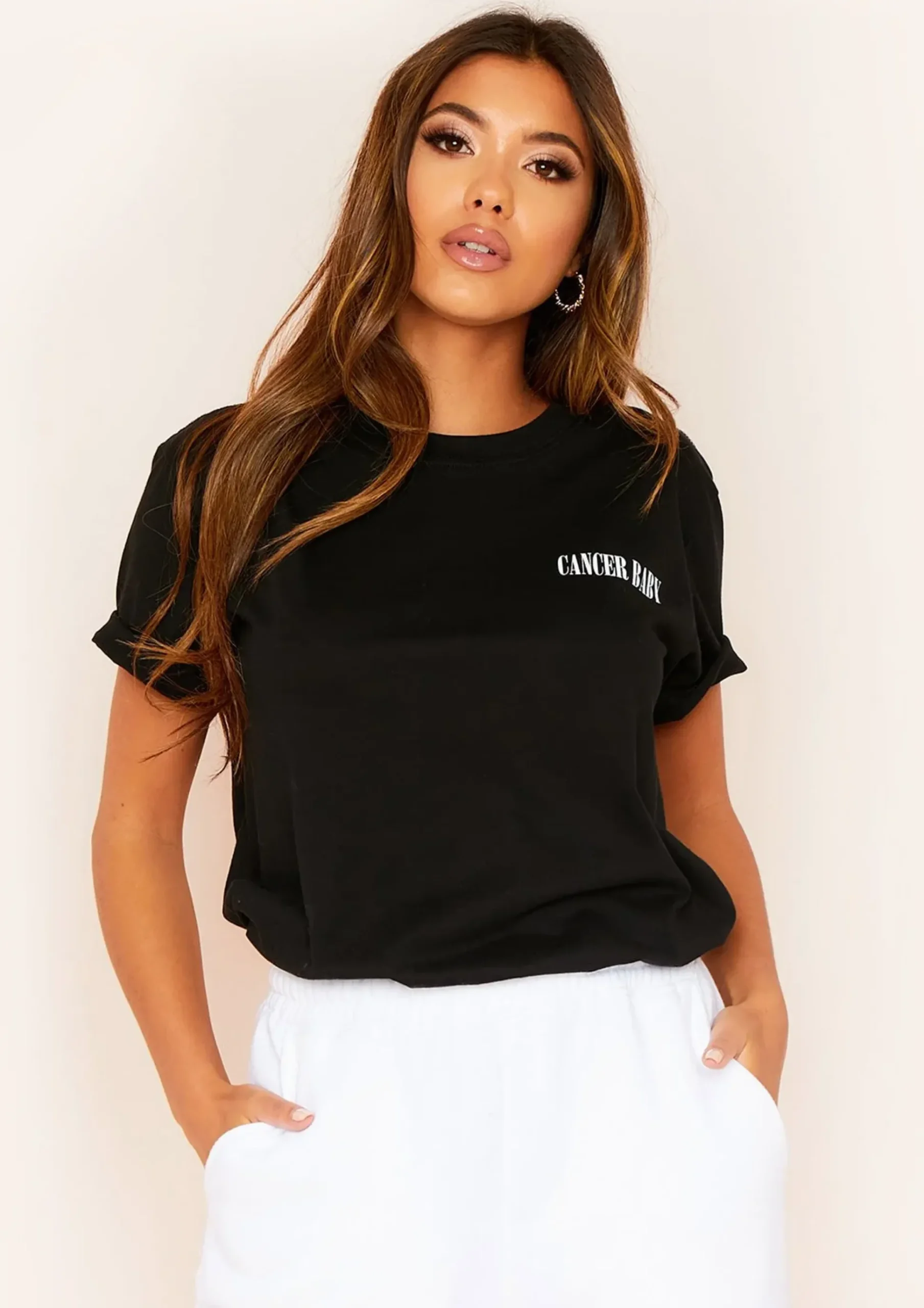 Anah Black Cancer Baby Slogan Horoscope T-Shirt^Missy Empire Fashion
