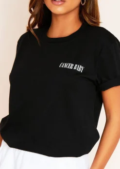 Anah Black Cancer Baby Slogan Horoscope T-Shirt^Missy Empire Fashion
