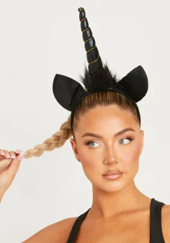 Shop Angelica Black Unicorn Headband Women Hair Accessories