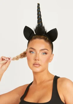 Shop Angelica Black Unicorn Headband Women Hair Accessories