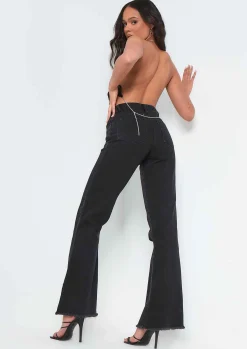 Anica Black Wash High Waisted Flare Leg Jeans^Missy Empire Shop