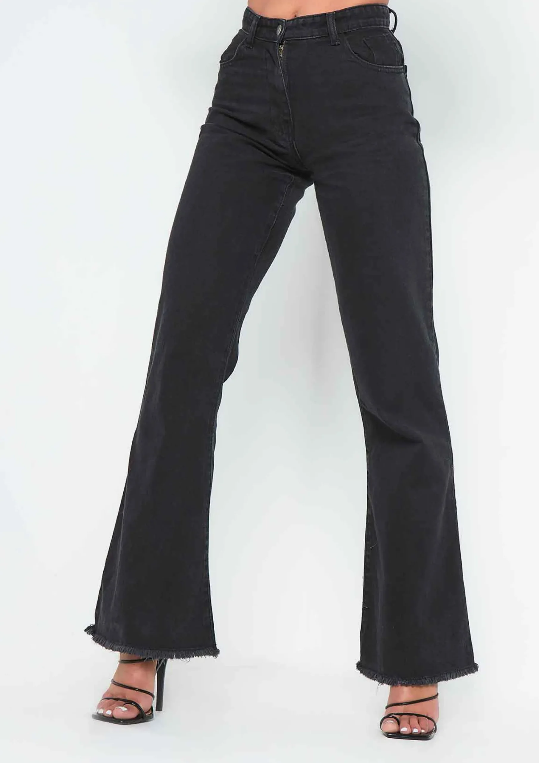 Anica Black Wash High Waisted Flare Leg Jeans^Missy Empire Shop