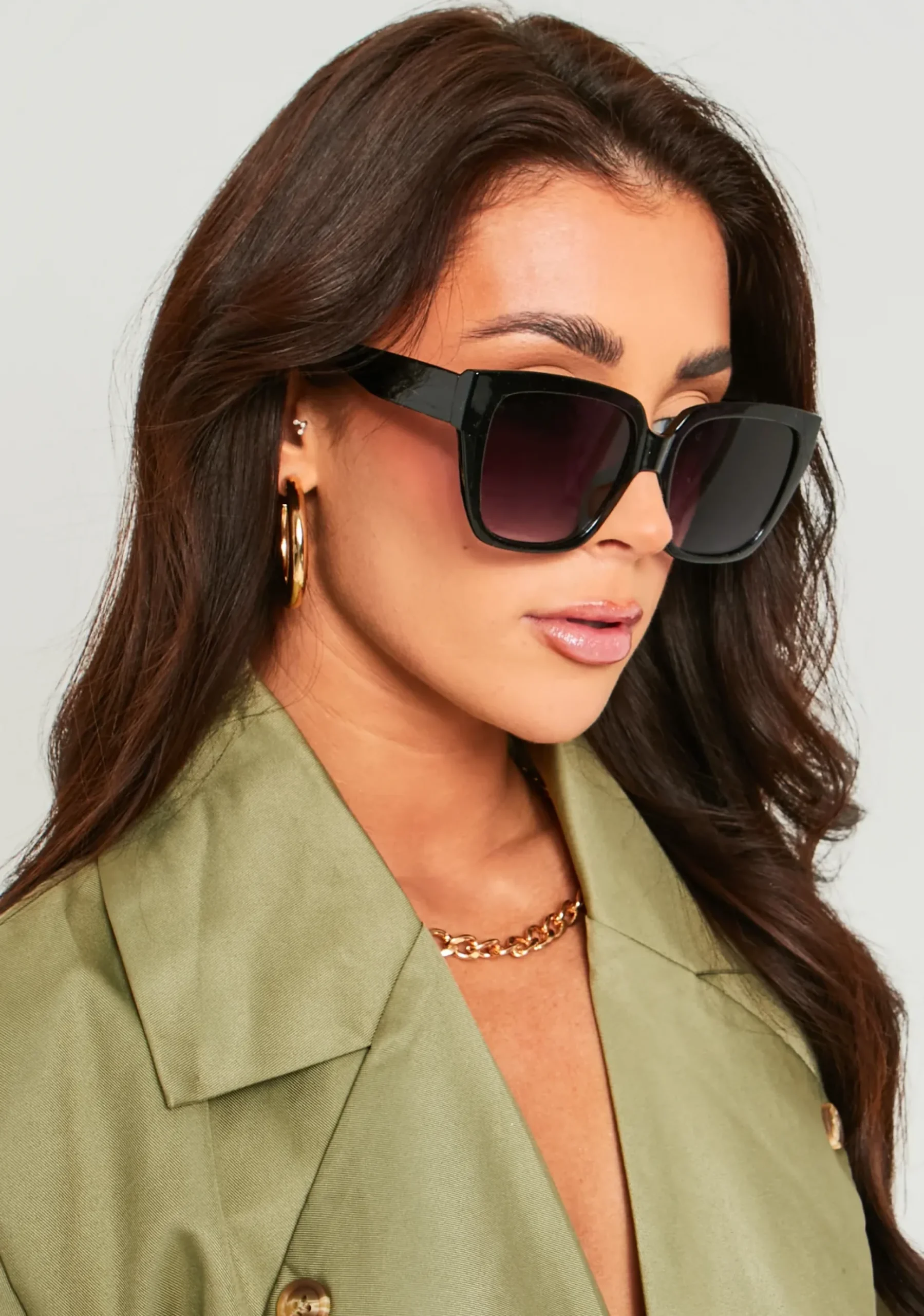 Store Anna Black Oversized Cat Eye Sunglasses Women Sunglasses