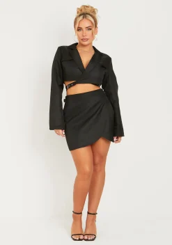 Anna Black Utility Wrap Mini Skirt^Missy Empire Sale