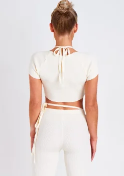 Anna Ivory Twist Front Cap Sleeve Crop Top^Missy Empire Best