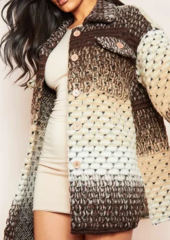 Anni Multi Brown Knitted Button Up Shacket^Missy Empire Discount