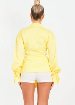 Aphrodite Lemon Plunge Drape Detail Shirt^Missy Empire Best Sale
