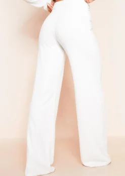 Fashion Arabella Cream Soft Towelling Wide Leg Trousers Women Trousers