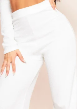 Fashion Arabella Cream Soft Towelling Wide Leg Trousers Women Trousers