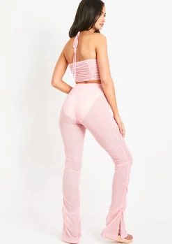 Best Sale Araminta Pink Mesh Tack Side Flare Trouser Women Trousers