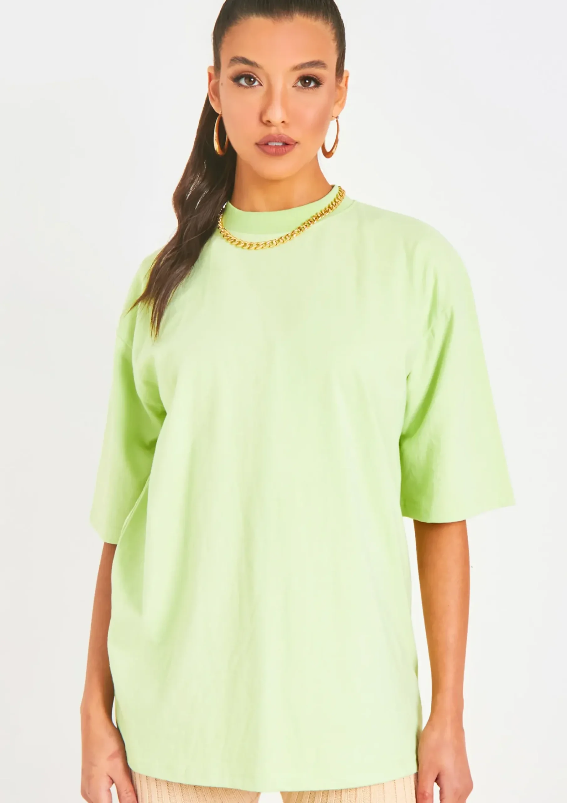 Ariel Lime Miami Slogan Oversized T-Shirt^Missy Empire Online