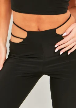 Hot Ashleen Black Double Layer Slinky Cut Out Trousers Women Trousers