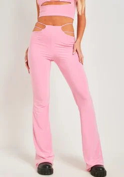 Cheap Ashleen Candy Pink Double Layer Slinky Cut Out Trousers Women Trousers