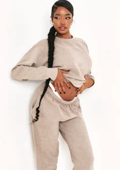 Outlet Ashley Beige Washed Oversized Sweatshirt Women Loungewear