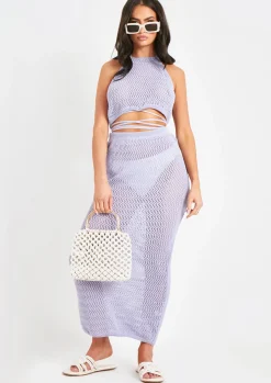 Ashlynn Lilac Knit Maxi Skirt^Missy Empire Online