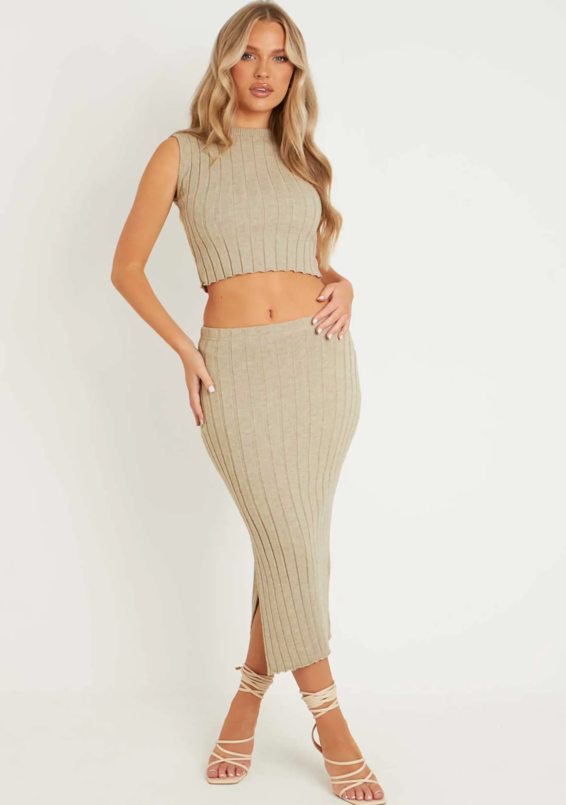 Atlanta Stone Knitted Crop Top^Missy Empire Clearance